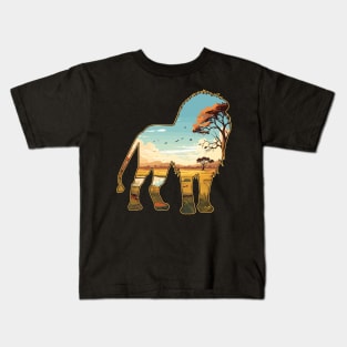 Lion Savanna Landscape - For Lion Lovers Kids T-Shirt